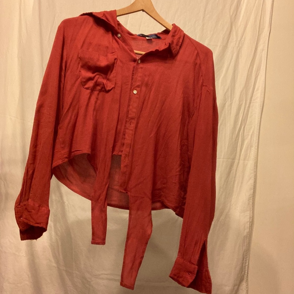 Francesca’s Burnt Orange Cropped Blouse